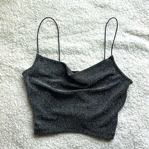 H&M Shimmery Cowl Neck Crop Tank